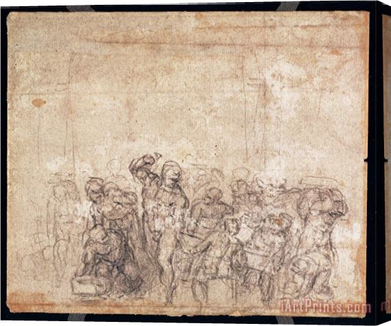 Michelangelo Buonarroti Study of Figures for a Narrative Scene Stretched Canvas Print / Canvas Art