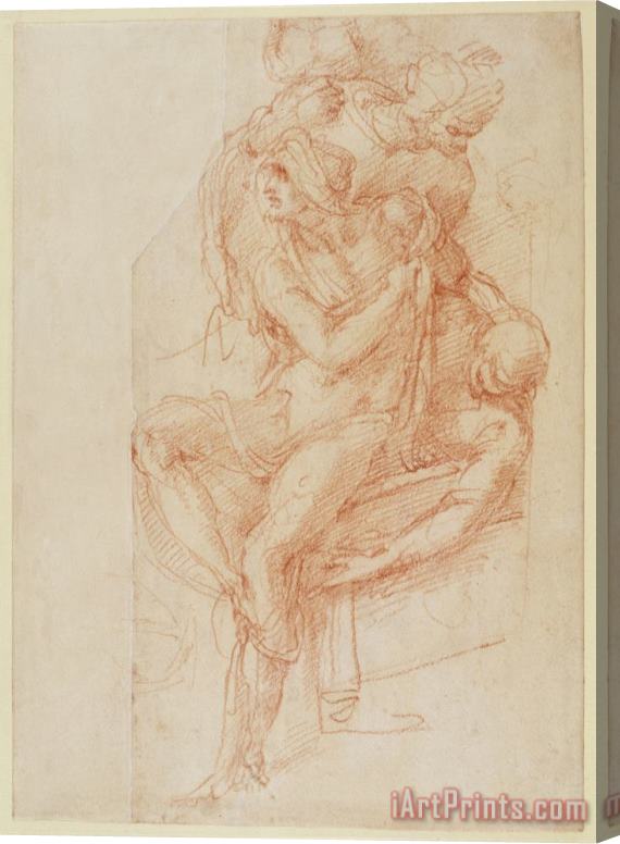Michelangelo Buonarroti Study of Lazarus And Two Attendant Figure Stretched Canvas Print / Canvas Art
