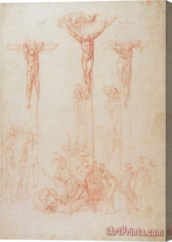 Michelangelo Buonarroti Study of Three Crosses Stretched Canvas Print / Canvas Art