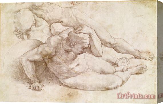 Michelangelo Buonarroti Study of Three Male Figures Stretched Canvas Print / Canvas Art