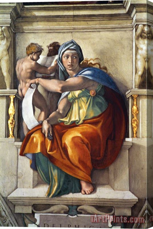 Michelangelo Buonarroti The Sistine Chapel Ceiling Frescos After Restoration The Delphic Sibyl Stretched Canvas Print / Canvas Art