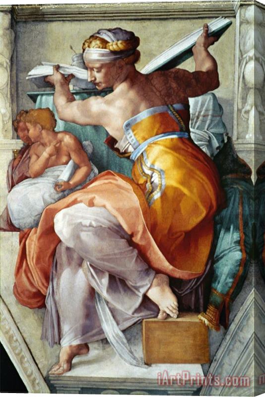 Michelangelo Buonarroti The Sistine Chapel Ceiling Frescos After Restoration The Libyan Sibyl Stretched Canvas Print / Canvas Art
