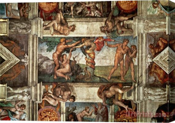Michelangelo Buonarroti The Sistine Chapel The Fall Stretched Canvas Painting / Canvas Art