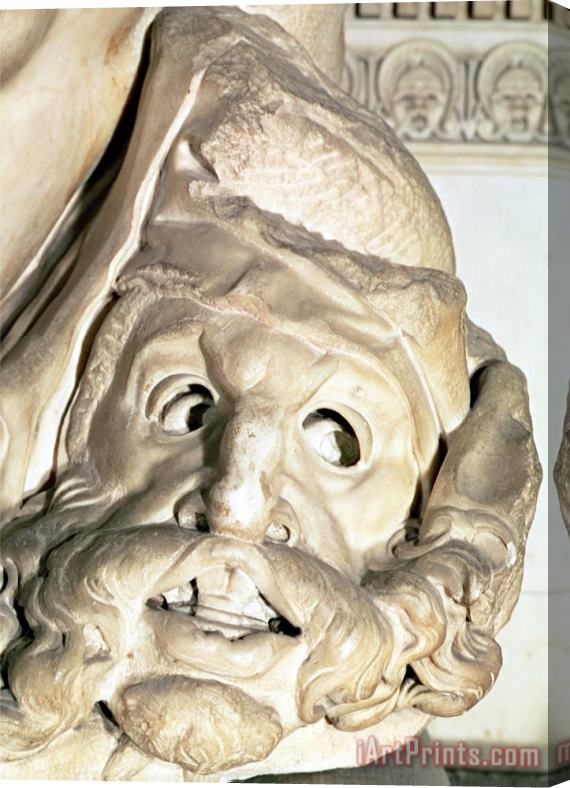 Michelangelo Buonarroti The Tomb of Giuliano De Medici Detail of The Tragic Mask Under The Arm of Night 1520 34 Stretched Canvas Painting / Canvas Art