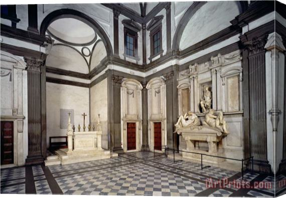 Michelangelo Buonarroti View of The Interior Showing The Tomb of Giuliano De Medici Stretched Canvas Painting / Canvas Art
