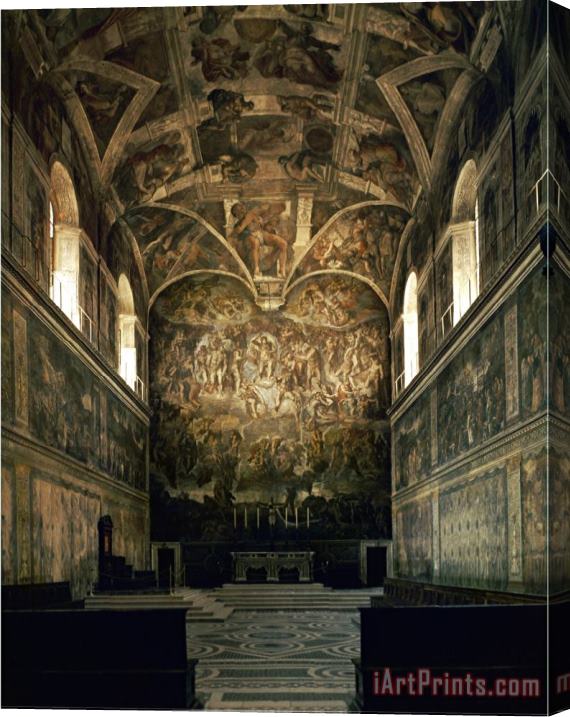 Michelangelo Buonarroti View of The Sistine Chapel Showing The Last Judgement And Part of The Ceiling Before Restoration Stretched Canvas Painting / Canvas Art