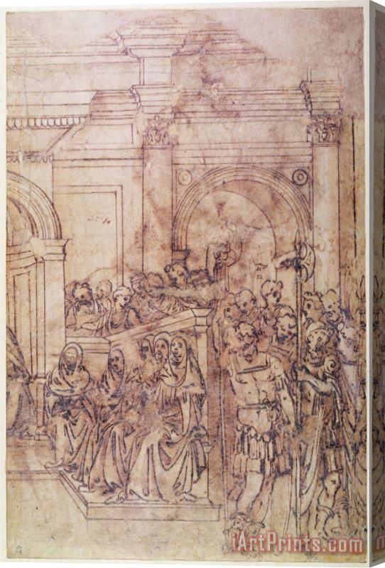 Michelangelo Buonarroti W 29 Sketch of a Crowd for a Classical Scene Stretched Canvas Print / Canvas Art