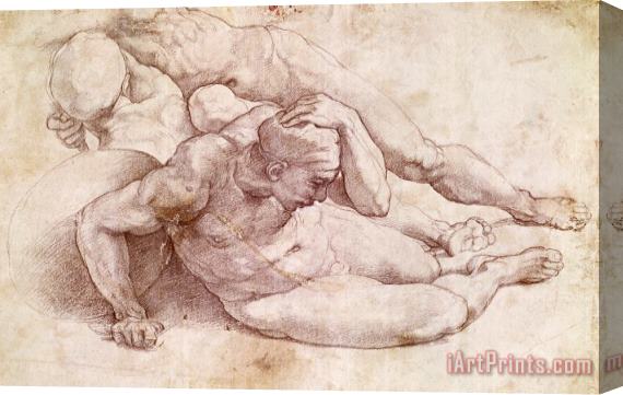 Michelangelo Study of Three Male Figures Stretched Canvas Painting / Canvas Art
