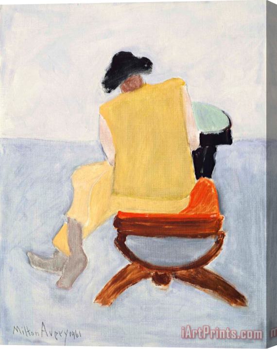 Milton Avery Girl on Red Stool, 1961 Stretched Canvas Print / Canvas Art