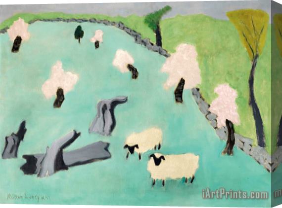 Milton Avery Landscape with Sheep, 1947 Stretched Canvas Painting / Canvas Art