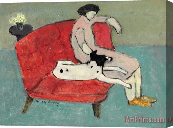 Milton Avery Seated Woman with Dog Stretched Canvas Print / Canvas Art