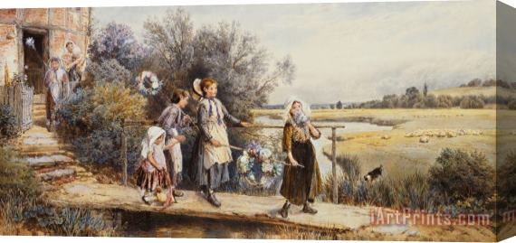 Myles Birket Foster May Day Garlands Stretched Canvas Print / Canvas Art