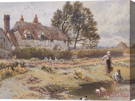 Myles Birket Foster On The Common Hambledon Surrey Stretched Canvas Print / Canvas Art