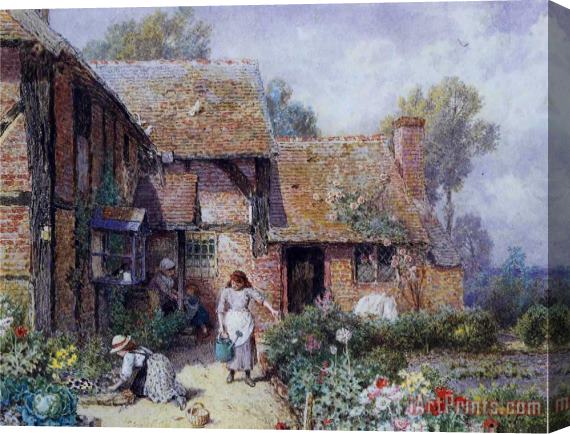 Myles Birket Foster, R.w.s An Afternoon in The Garden Stretched Canvas Painting / Canvas Art
