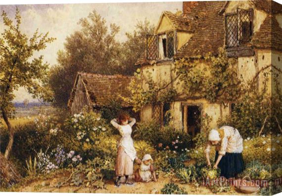 Myles Birket Foster, R.w.s At The Cottage Door Stretched Canvas Painting / Canvas Art
