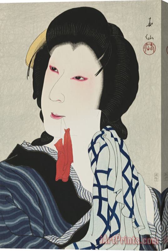 Natori Shunsen The Actor Ichikawa Kigan As Otomi Stretched Canvas Print / Canvas Art