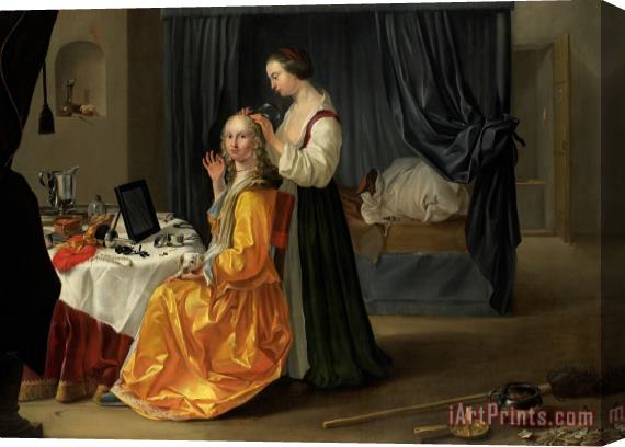 Netherlandish School Lady At Her Toilet Stretched Canvas Print / Canvas Art