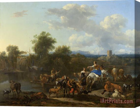 Nicolaes Pietersz Berchem The Cattle Ferry Stretched Canvas Print / Canvas Art