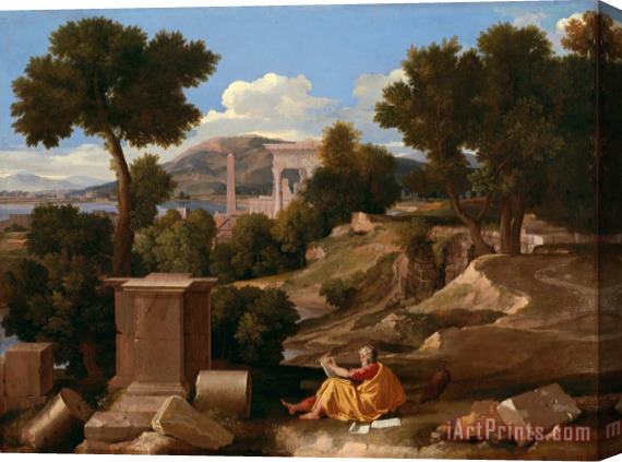 Nicolas Poussin Landscape with Saint John on Patmos Stretched Canvas Painting / Canvas Art