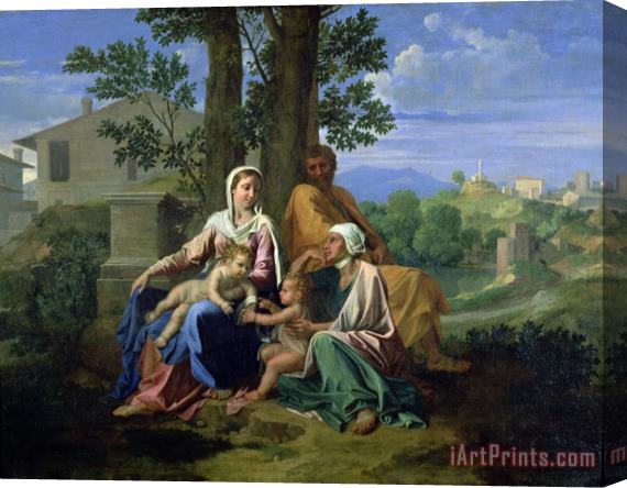 Nicolas Poussin The Holy Family with SS John Elizabeth and the Infant John the Baptist Stretched Canvas Painting / Canvas Art
