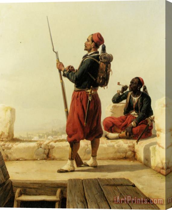 Niels Simonsen A Nubian And an Egyptian Guard in a Lookout Tower Stretched Canvas Print / Canvas Art