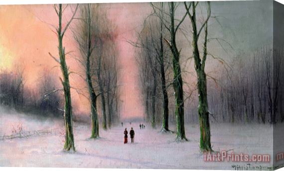 Nils Hans Christiansen Snow Scene Wanstead Park Stretched Canvas Print / Canvas Art