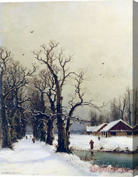 Nils Hans Christiansen Winter scene Stretched Canvas Print / Canvas Art