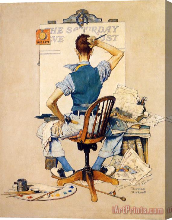 Norman Rockwell Artist Facing Blank Canvas Stretched Canvas Print / Canvas Art