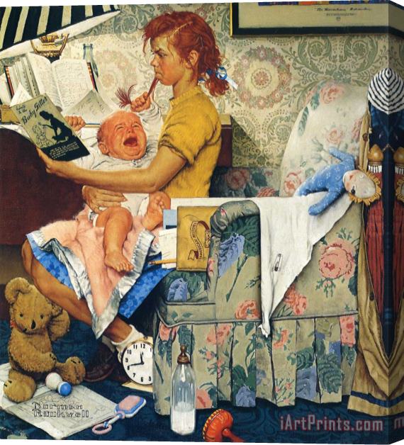 Norman Rockwell Babysitter Stretched Canvas Print / Canvas Art