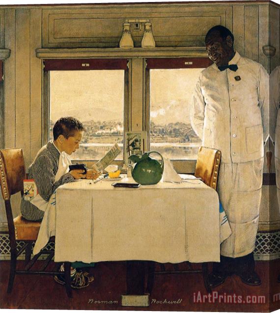 Norman Rockwell Boy in a Dining Car 1947 Stretched Canvas Painting / Canvas Art