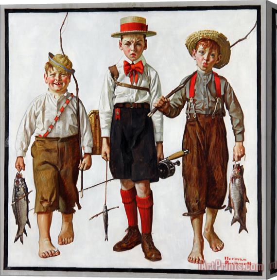 Norman Rockwell Catch The 1919 Stretched Canvas Painting / Canvas Art