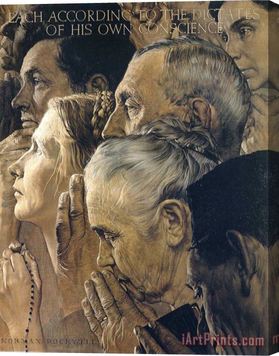 Norman Rockwell Freedom to Worship 1943 Stretched Canvas Painting / Canvas Art