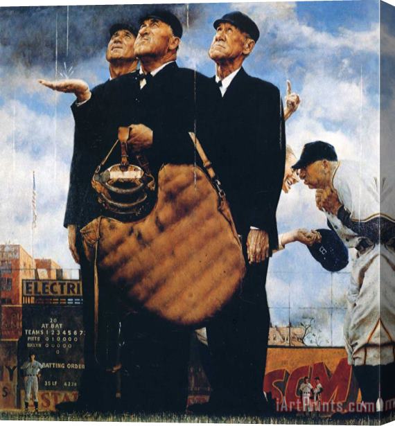 Norman Rockwell Game Called Because of Rain Tough Call 1949 Stretched Canvas Print / Canvas Art