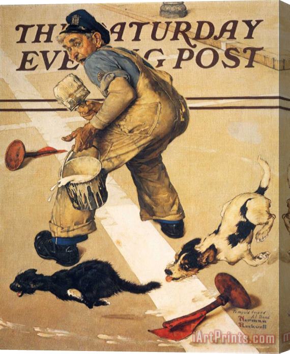 Norman Rockwell Road Line Painter's Problem 1937 Stretched Canvas Print / Canvas Art