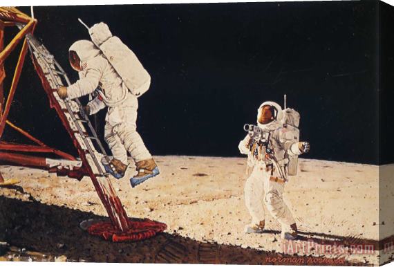 Norman Rockwell The Final Impossibility Man's Tracks on The Moon Stretched Canvas Painting / Canvas Art