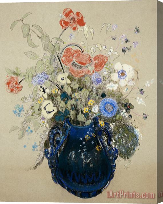 Odilon Redon A Vase Of Blue Flowers Stretched Canvas Print / Canvas Art