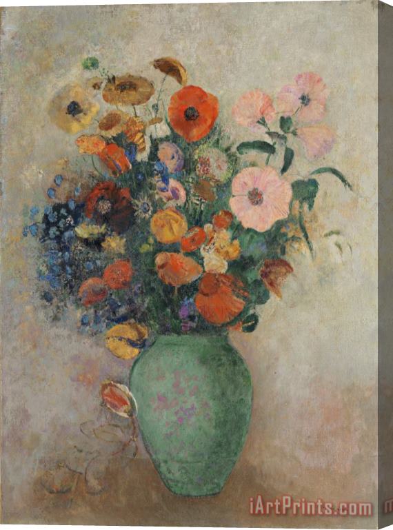 Odilon Redon Bouquet of Flowers in a Green Vase Stretched Canvas Print / Canvas Art