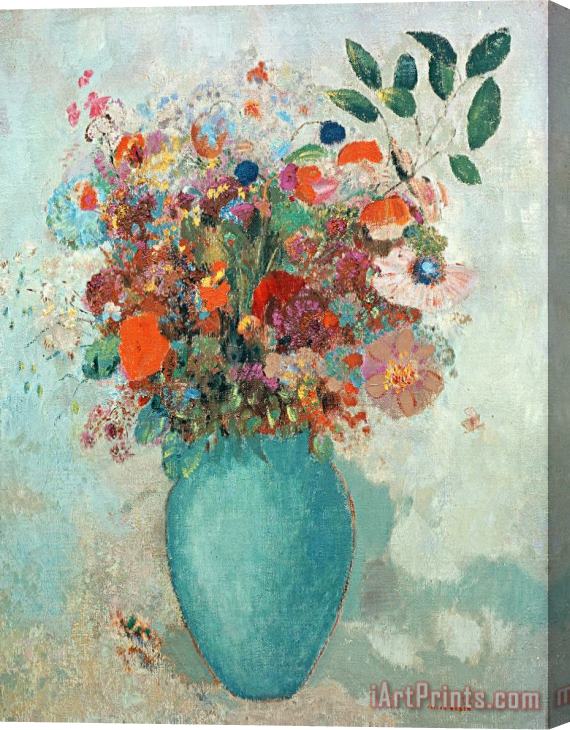 Odilon Redon Flowers In A Turquoise Vase Stretched Canvas Print / Canvas Art