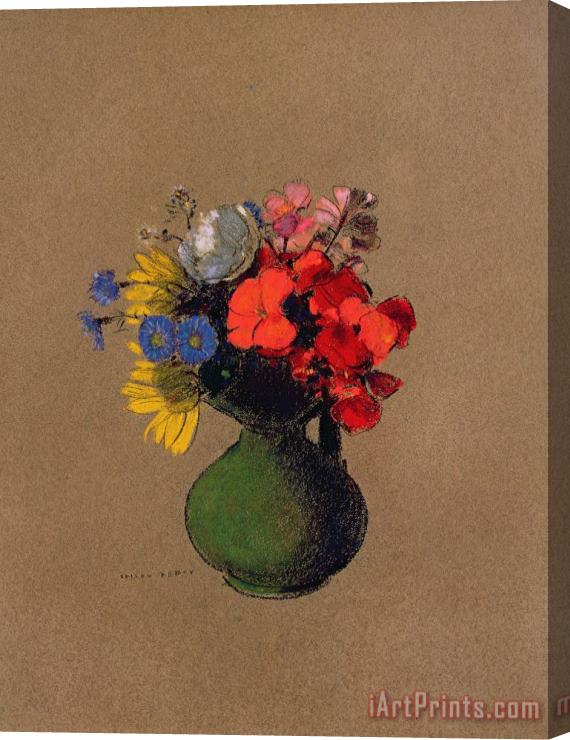 Odilon Redon Geraniums And Flowers Of The Field Stretched Canvas Painting / Canvas Art