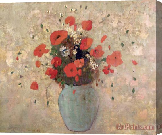 Odilon Redon Vase Of Poppies Stretched Canvas Painting / Canvas Art