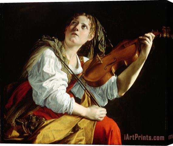 Orazio Gentileschi Young Woman with a Violin Stretched Canvas Painting / Canvas Art