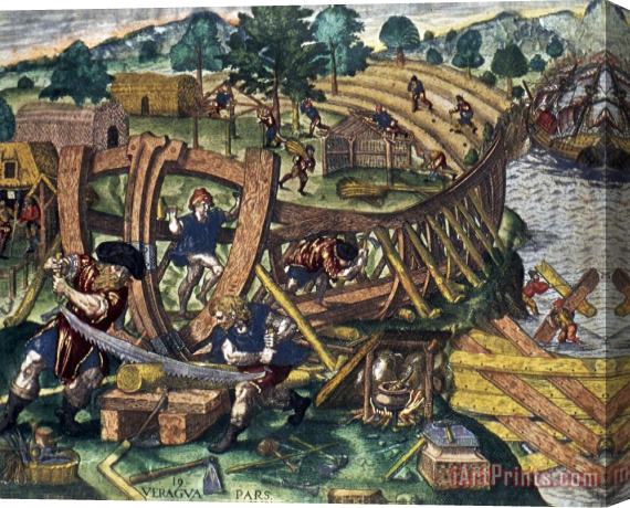 Others AMERICA: SHIPBUILDING, c1594 Stretched Canvas Print / Canvas Art
