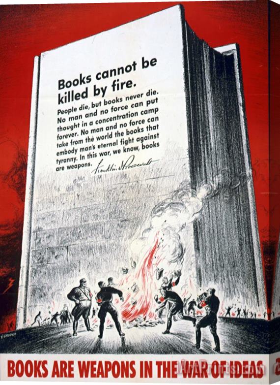 Others Books Are Weapons In The War Of Ideas 1942 Us World War II Anti-german Poster Showing Nazis Stretched Canvas Painting / Canvas Art