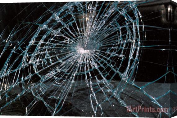 Others Cracked Glass Of Car Windshield Stretched Canvas Print / Canvas Art