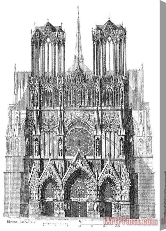 Others France: Reims Cathedral Stretched Canvas Painting / Canvas Art
