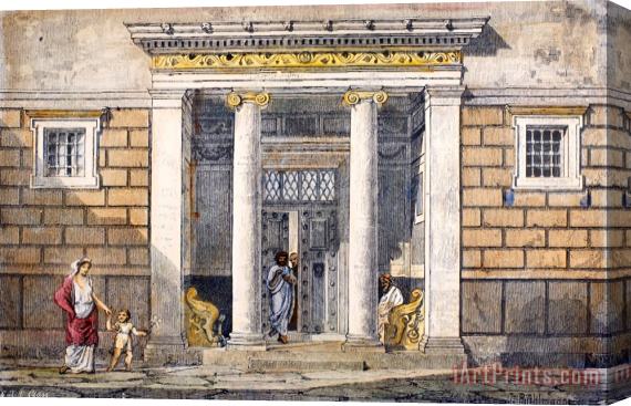 Others Greece: Entrance Of House Stretched Canvas Painting / Canvas Art