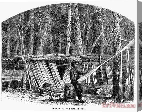 Others Lumbering: Log Drive, 1868 Stretched Canvas Painting / Canvas Art