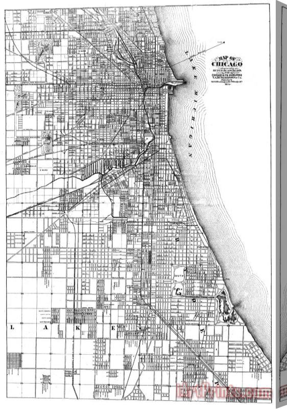 Others Map: Chicago, 1874 Stretched Canvas Painting / Canvas Art