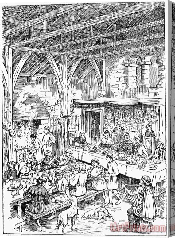 Others Medieval Dining Hall Stretched Canvas Print / Canvas Art