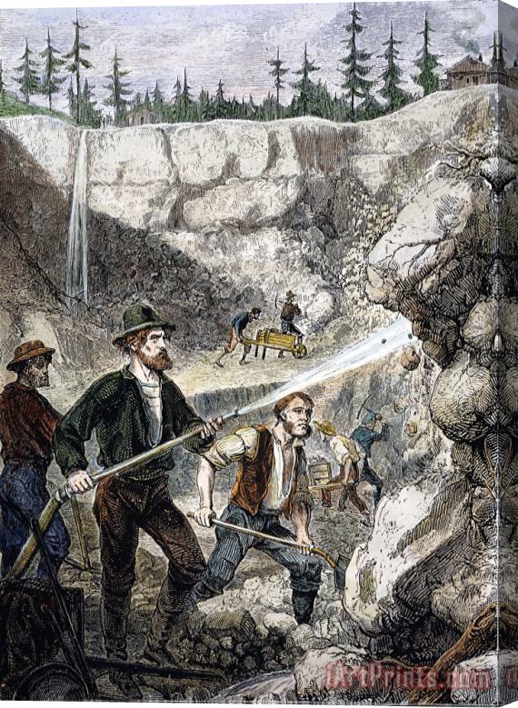 Others MINING IN CALIFORNIA, c1880 Stretched Canvas Painting / Canvas Art